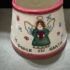 Vintage Carlton Cards ceramic Christmas fairy angel candle holder